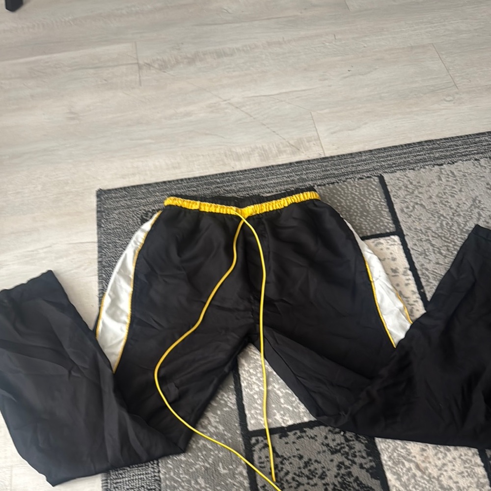 MNML Black Track Pants with Yellow Accents